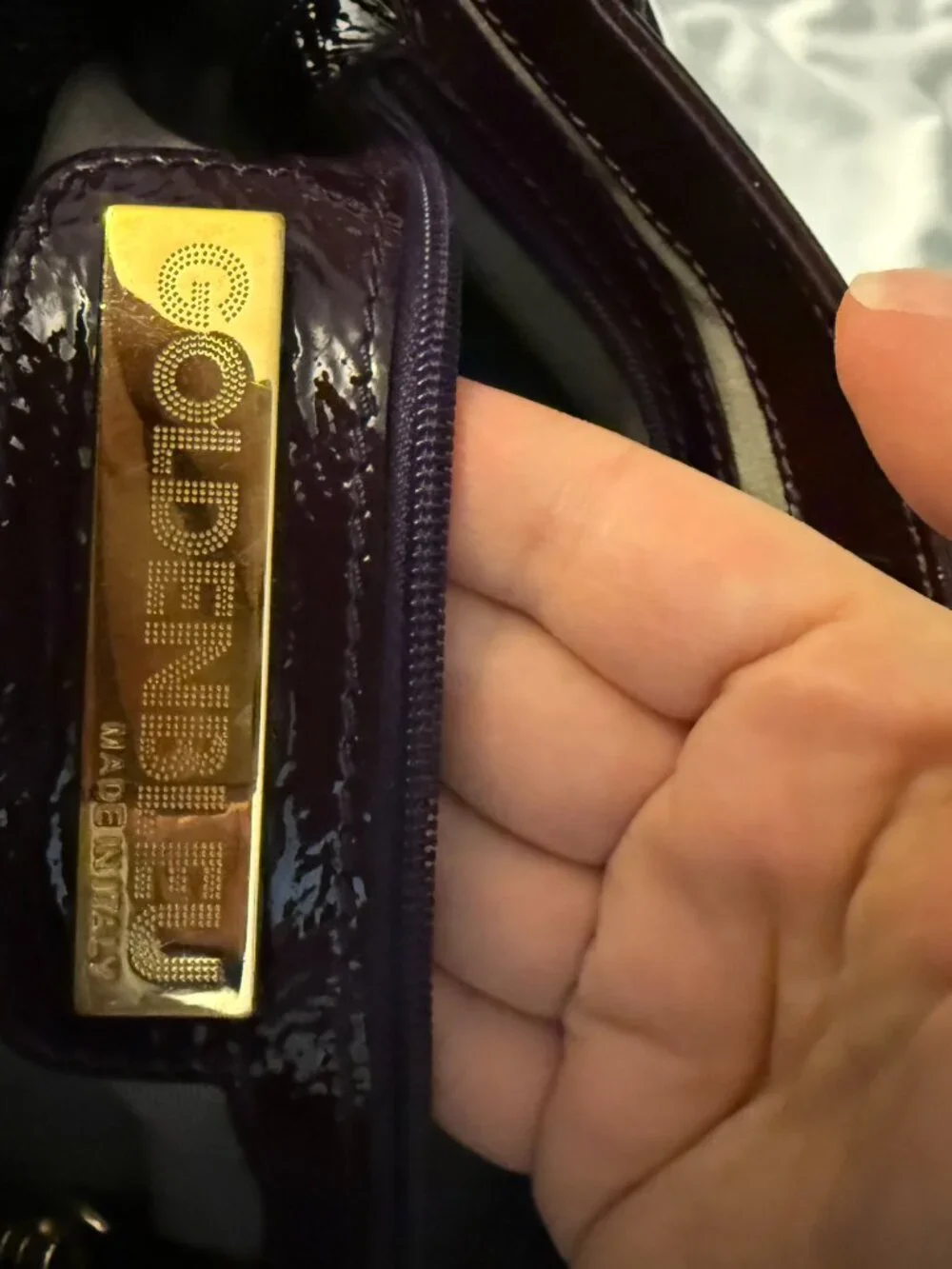 Goldenbleu Italian Plum Patent Leather Bag